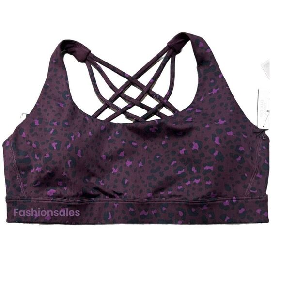 Victoria’s Secret Essentials Strappy Padded Sports bra Deep purple Leopard Small - Picture 5 of 7